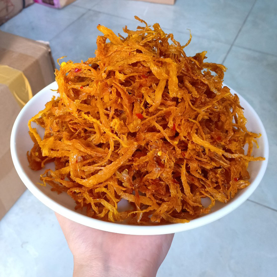 Gói 500gr khô mực xé sợi tẩm vị cay loại ngon
