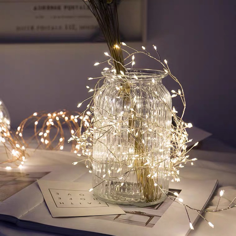 Đèn led trang trí đom đóm - đèn pháo hoa 10 mét 300 bóng sợi đồng - đèn led trang trí fairy light 8 chế độ chóp - trang trí quán - decor phòng - decor lễ tết noel