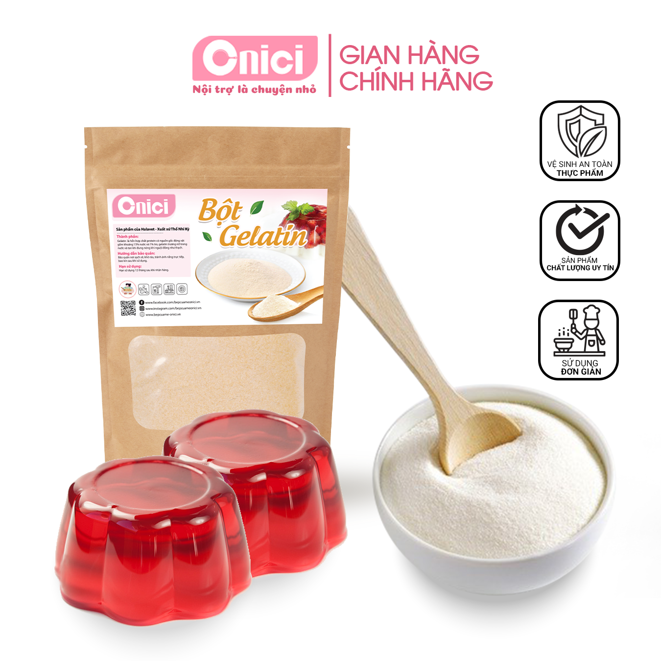 BỘT GELATIN EWALD ĐỨC (100gr) - LÀM CHÈ KHÚC BẠCH BẾP CỦA MẸ - ONICI