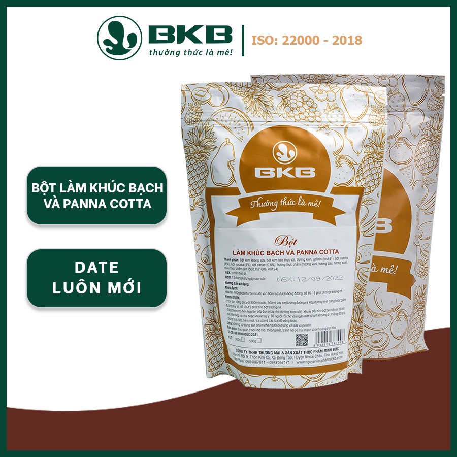 Bột làm khúc bạch và panna cotta BKB - túi 500g - vị sữa
