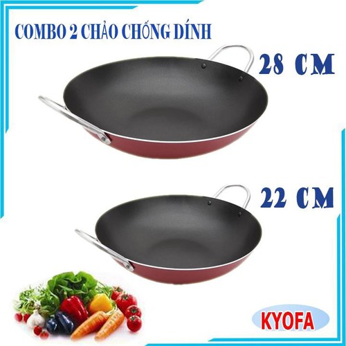 Combo 2 chảo sâu lòng 28 cm và 22 cm cao cấp -