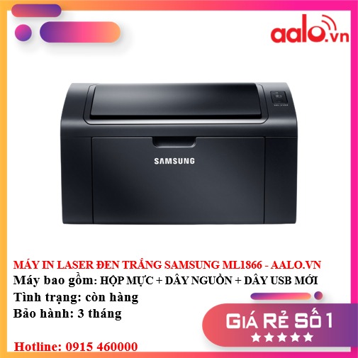Máy in laser đen trắng samsung ml1866 - kèm hộp mực dây nguồn dây usb mới - aalo.vn