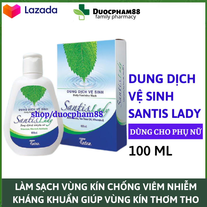 Dung dịch vệ sinh phụ nữ lá trầu không se khít Santis Lady 100ml