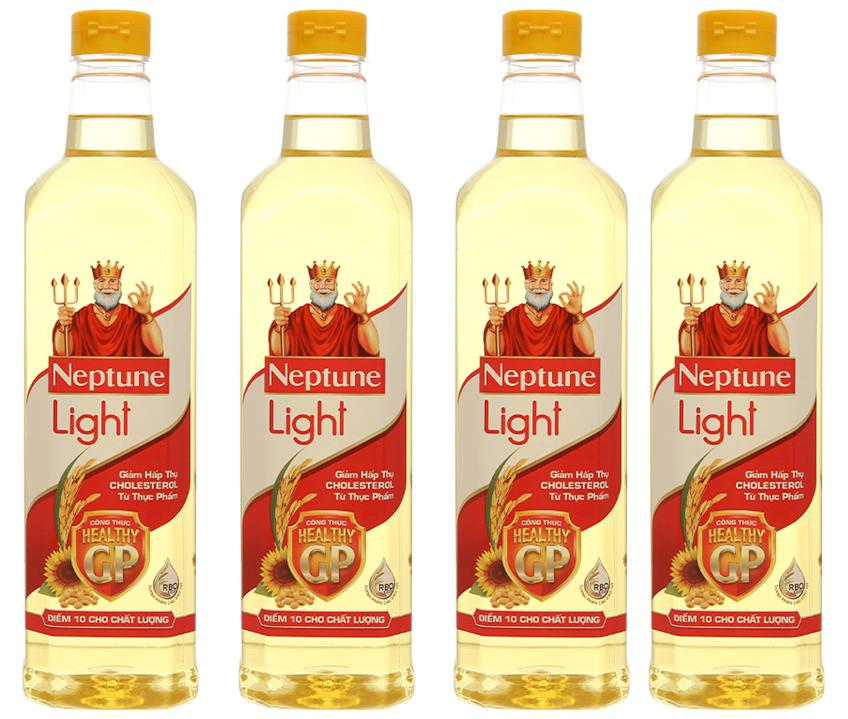 Combo 4 chai dầu ăn thượng hạng neptune light 1l