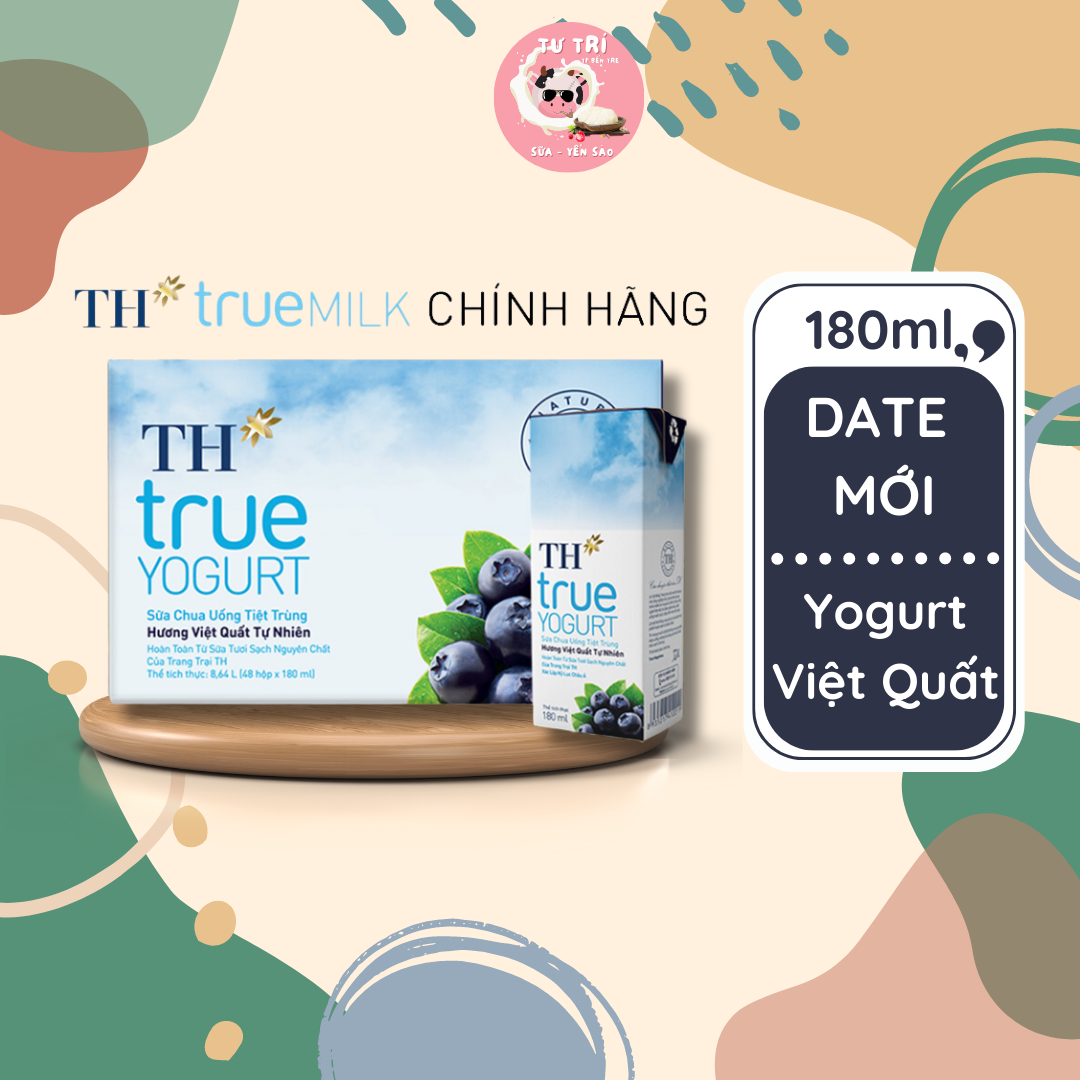 Sữa TH True Milk Yogurt hương Việt Quất 180ml dạng sữa chua uống thùng 48
