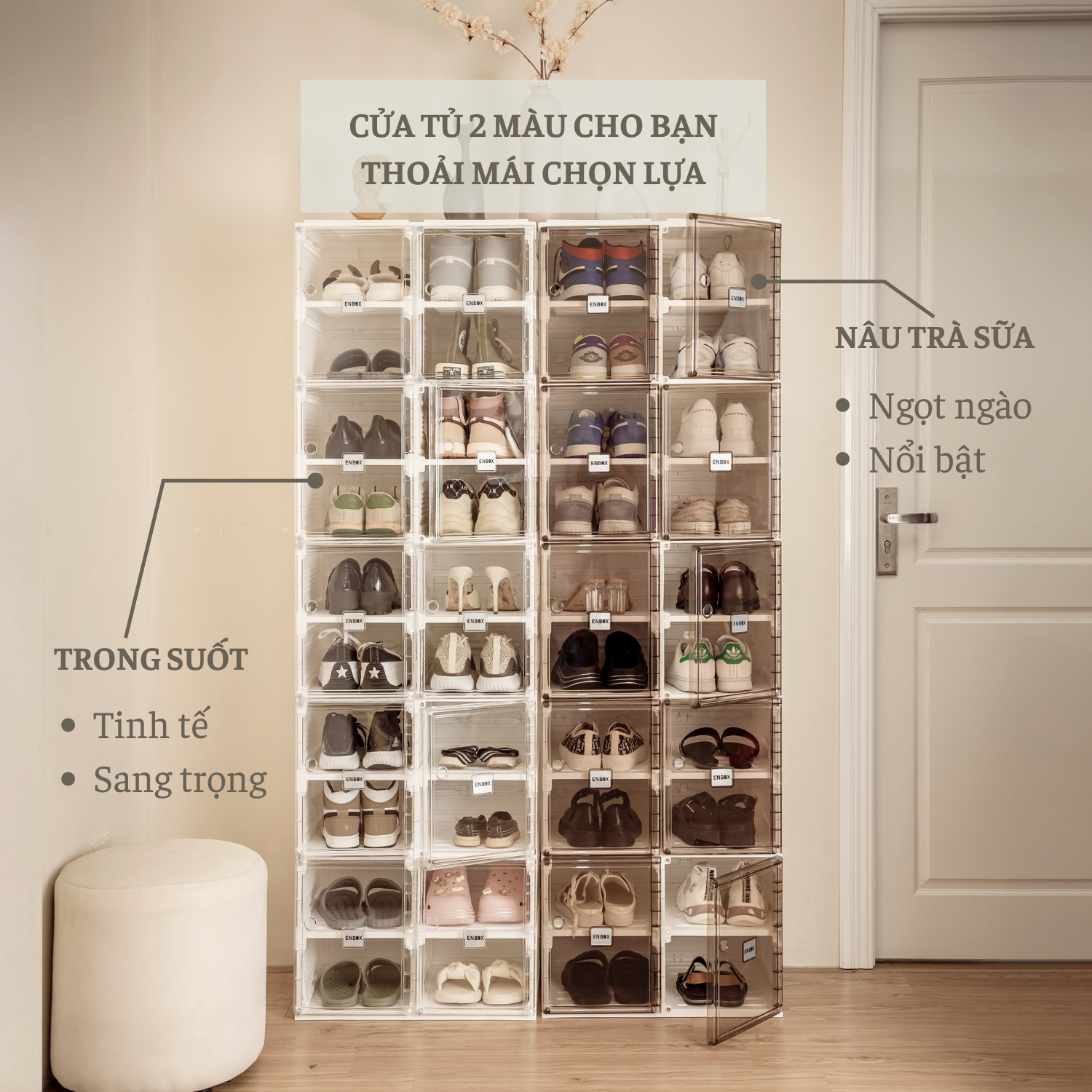 Tủ giày độc thân enbox chứa 20 đôi giày dép