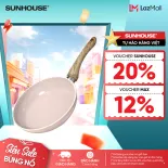 Chảo siêu bền đá đáy từ Sunhouse Trendy SFP18-20-22-24P - Chống dính vân đá 4 lớp - Tay cầm cách nhiệt - Dùng mọi loại bếp