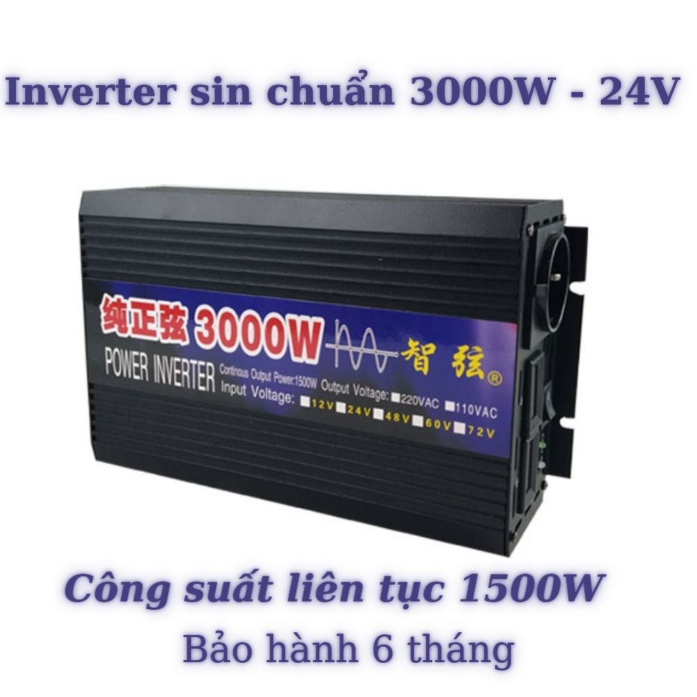 INVERTER 24V 3000W sin chuẩn bảo hành 6 tháng