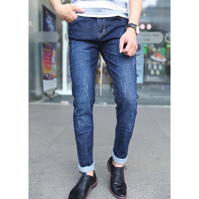 Quần Jean Nam 977 XANH WASH CÀO (Có Size Đại) - Quần Jeans Nam Co Giãn - Quần Bò Nam Thời Trang Basic - 020304