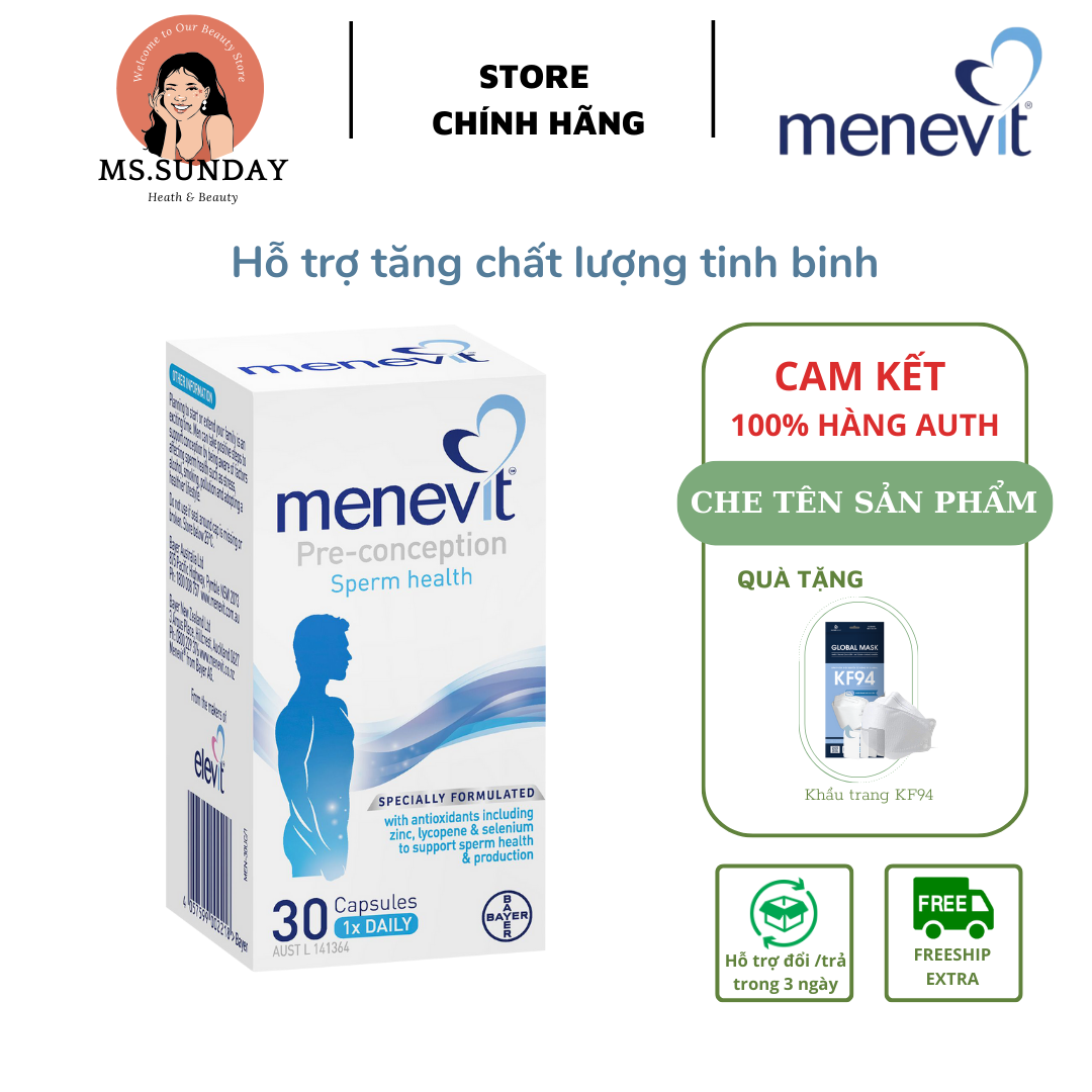 Viên Uống Menevit Úc hỗ trợ tăng chất lượng tinh trùng cho nam