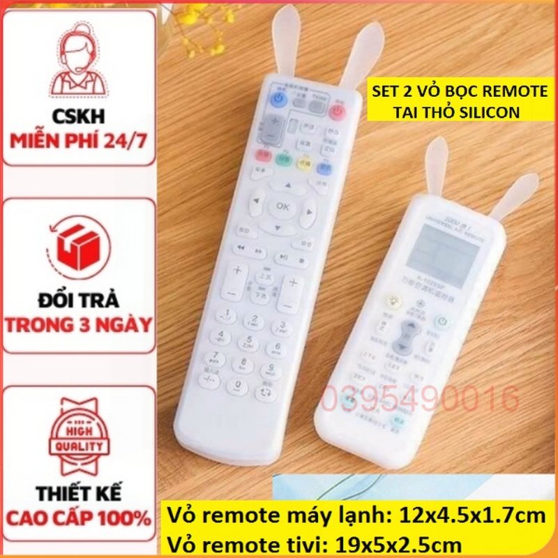 Bộ 2 Vỏ bọc điều khiển tivi và máy lạnh túi bao silicon tai thỏ remote điều hòa máy lạnh tv samsung lg sony