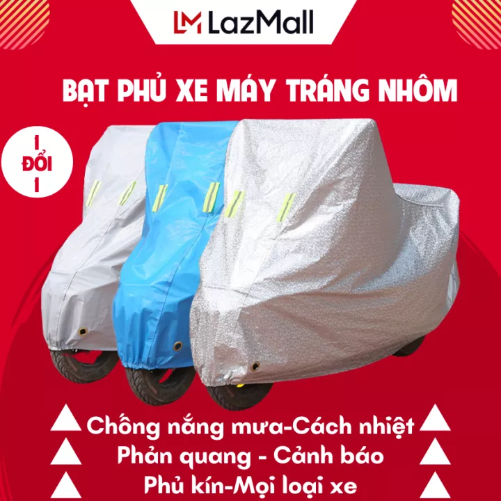 Bạt trùm xe máy, bạt phủ xe máy, áo trùm xe vải dù cao cấp 220cm x 115cm che vừa vặn tất cả các loại xe máy - giao màu ngẫu nhiên