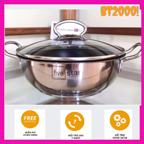 [GIAO NHANH 2H]Nồi Kho Thịt Cá 18cm -20cm-22cm 3 Đáy từ Chống Dính Fivestar