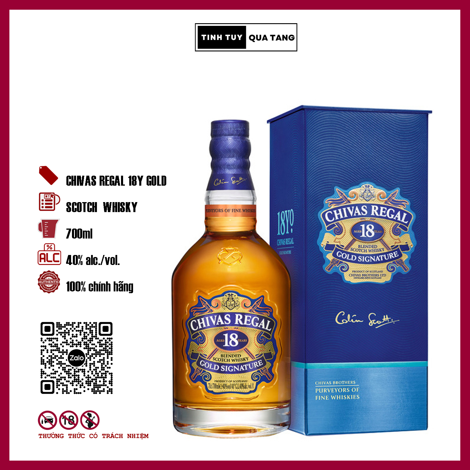 Chi vas 18 năm gold signature dung tích 700ml/1000ml