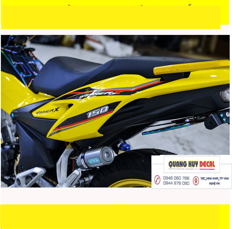 Tem trùm xe winner X vàng đen viền đỏ chế đẹp- Tem dán xe máy winner X thiết kế theo yêu cầu - tem xe winner X vàng đen viền đỏđộ chế đẹp và rẻ chất