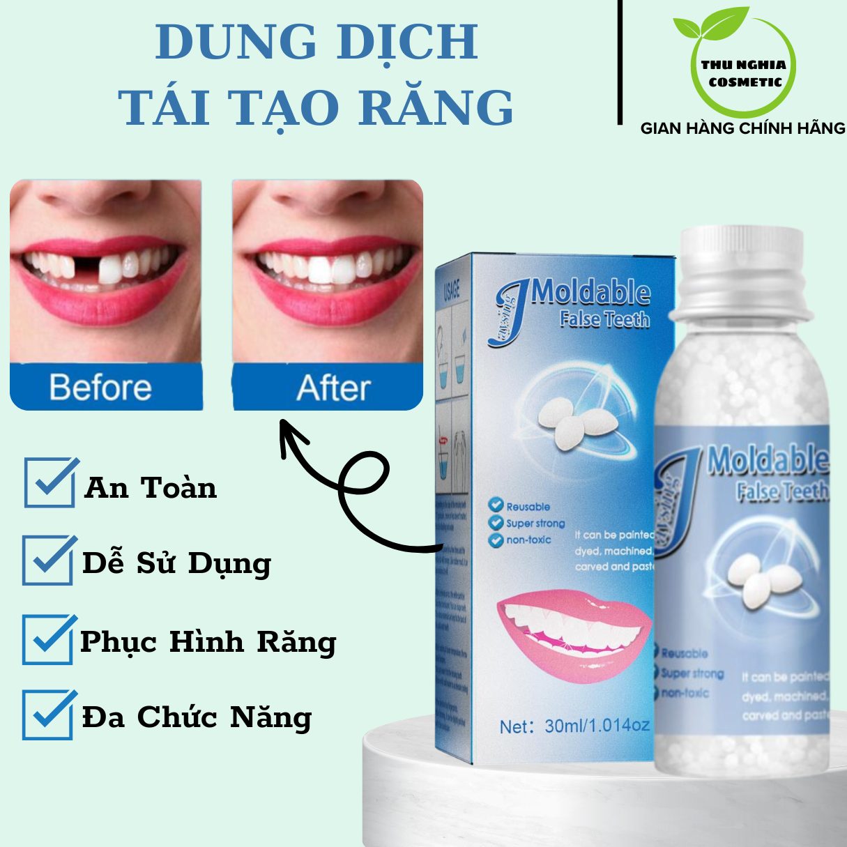 Dung Dịch Tái Tạo Răng 10ml, Giúp Răng Trắng Sáng Rạng Ngời, Sử Dụng Cho Răng Bị Mẻ, Nứt, Thưa, Ngoài Ra Tự Tạo Hình Răng Theo Ý Thích Lấy Lại Nụ Cười Tự Tin