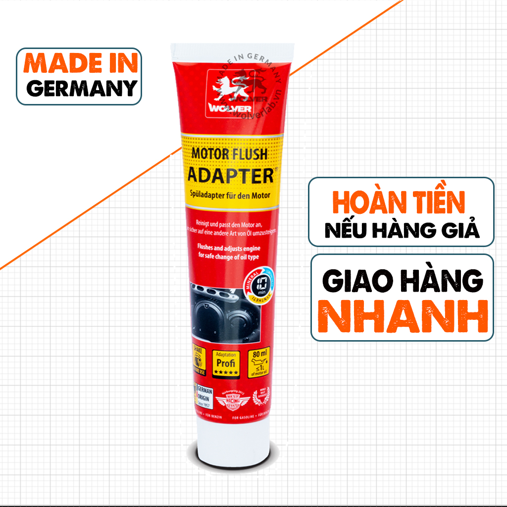 Phụ gia wolver motor flush adapter, súc rửa động cơ xe máy, định kỳ 5000km/lần, nhập khẩu châu âu