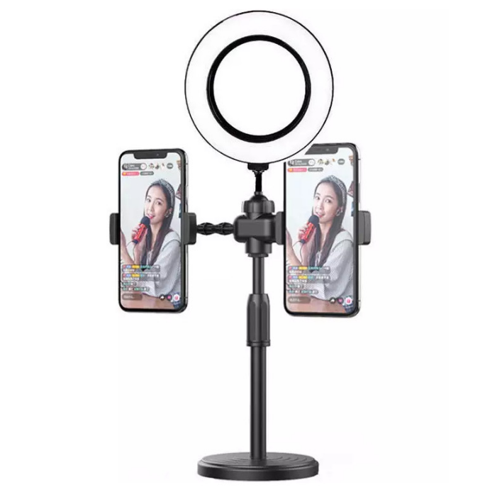 [HCM]Đèn led livestream để bàn mini tích hợp 2 giá đỡ điện thoại kiểu chữ T