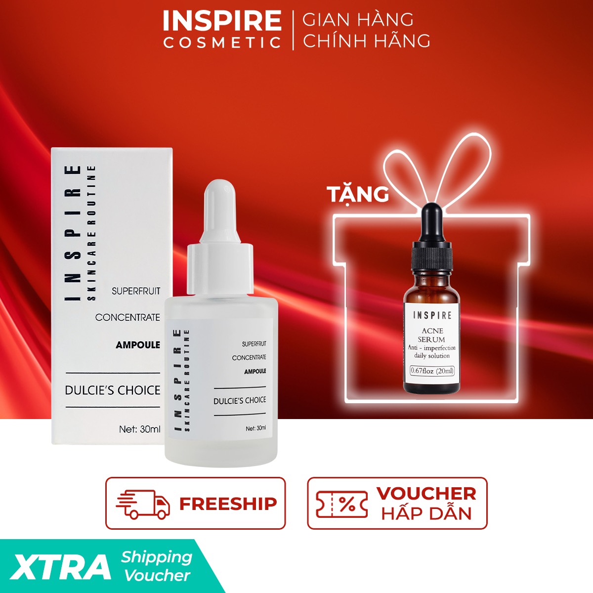 TINH CHẤT TRÁI CÂY CÔ ĐẶC AMPOULE INSPIRE - DƯỠNG DA CĂNG BÓNG, SÁNG MỊN, PHỤC HỒI HƯ TỔN, TRẺ HÓA LÀN DA ( MIỄN PHÍ VẬN CHUYỂN - MUA 1 ĐƯỢC 2 )