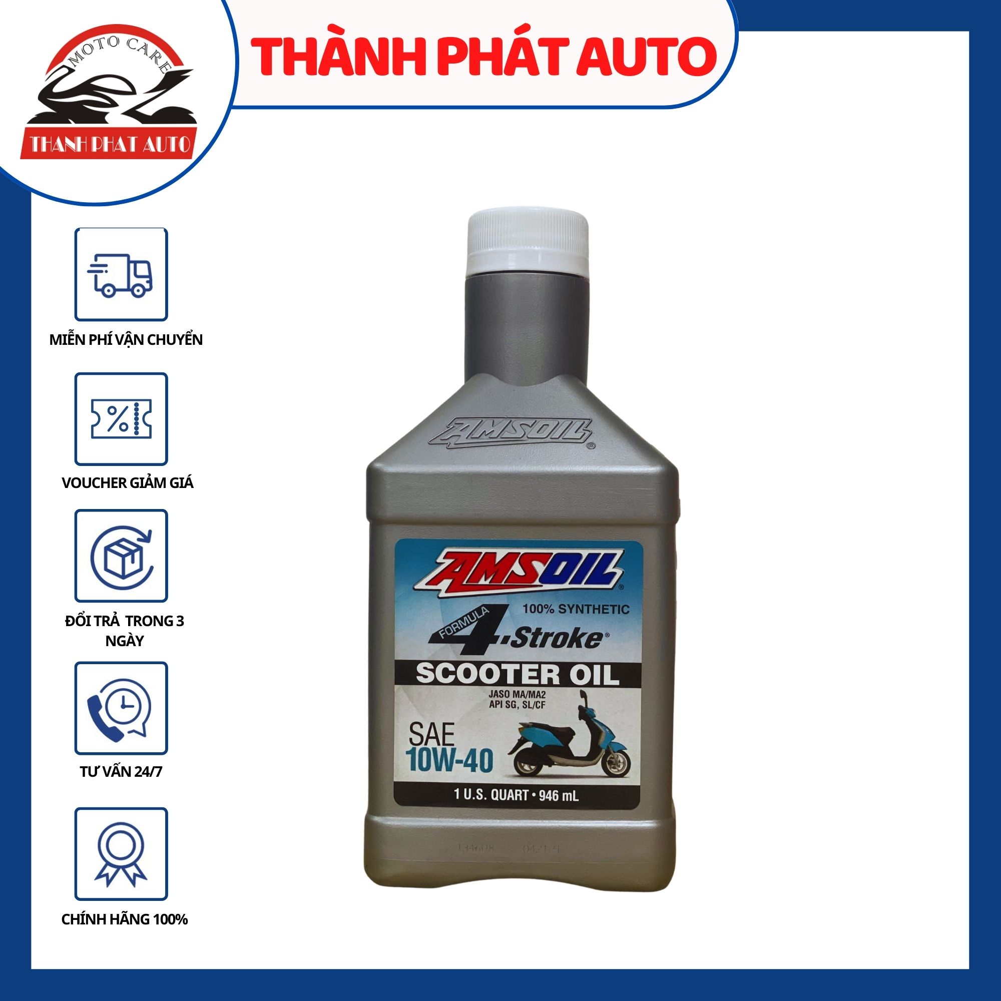 [HCM]Nhớt Amsoil 10W40 Scooter 4 Stroke chuyên dùng cho xe tay ga cao cấp
