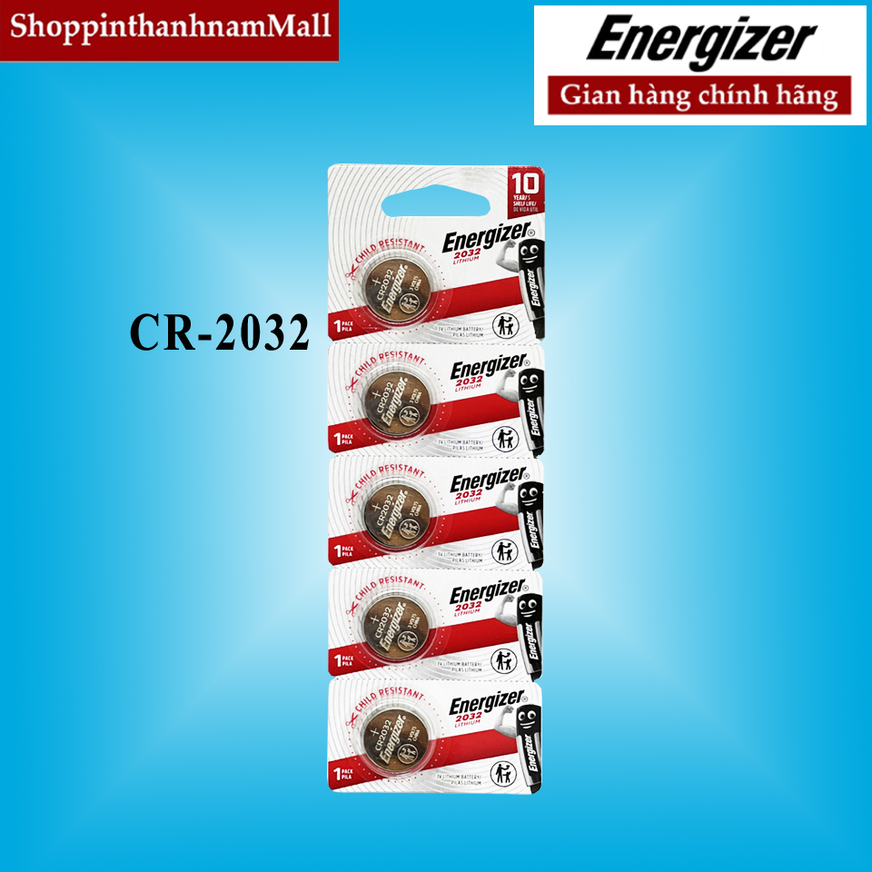 Pin cr2032 energizer lithium 3v vỉ 5 viên chính hãng