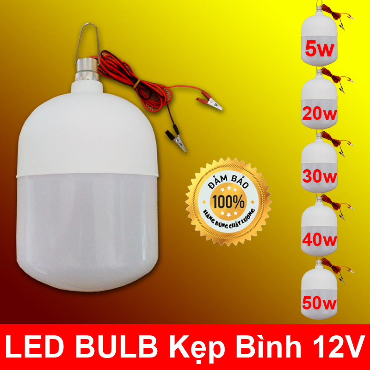 Bóng đèn LED 12v kẹp bình 30W Loại Tốt (BH 12 Tháng)