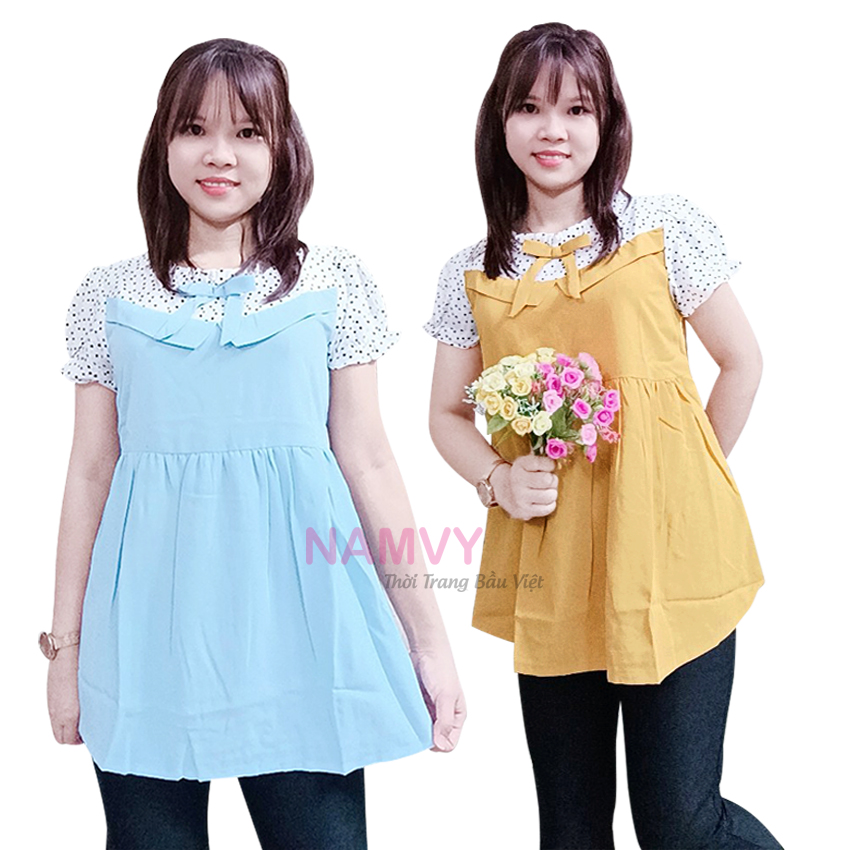 Áo bầu công sở tay phồng lụa cát đẹp mát