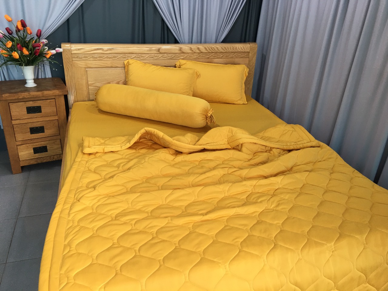 Drap lẻ thun lạnh hàn quốc lan phạm bedding - màu vàng