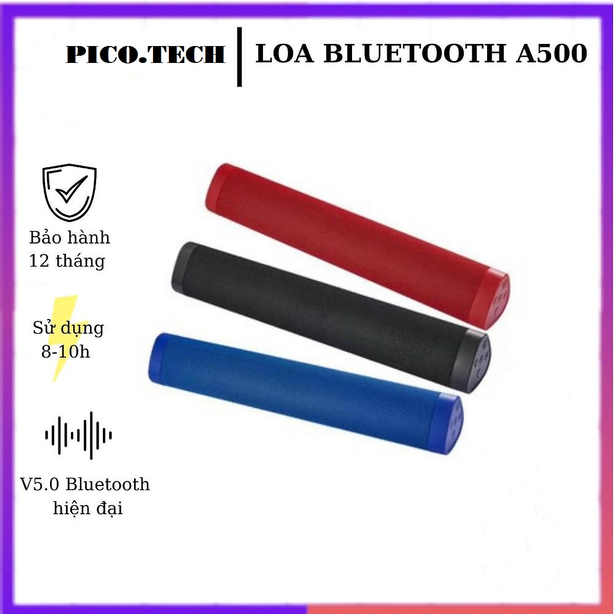 Loa Bluetooth - Loa Tivi D&agrave;i A500 - Loa Vi T&iacute;nh Soundbar Bass Cực Mạnh - Hỗ trợ USB/Thẻ Nhớ. 4 M&agrave;u: Đen - Đỏ - Xanh - Camo. Bảo H&agrave;nh 6 Th&aacute;ng Lỗi 1 Đổi 1 Tại PICO.TECH