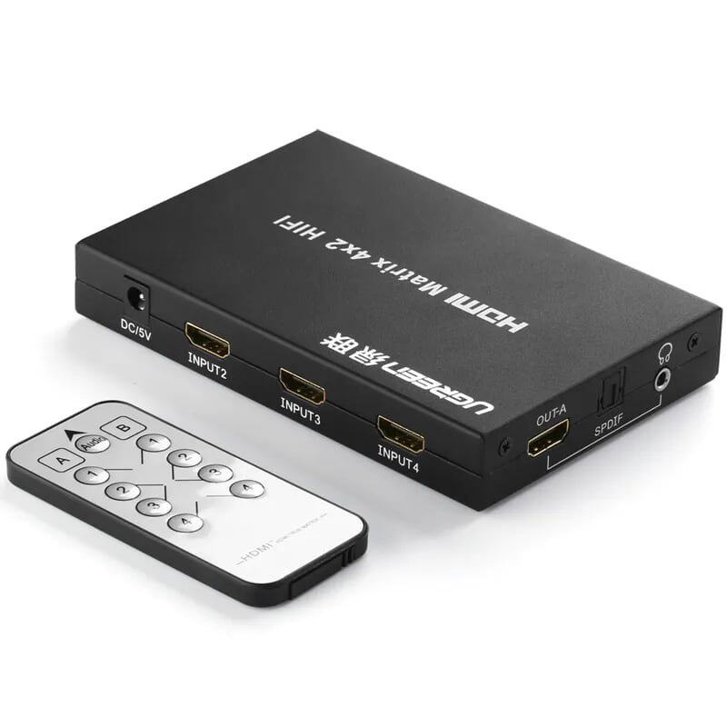 Ugreen 40216 màu đen bộ gộp hdmi 4 vào 2 ra có kèm âm thanh 40216