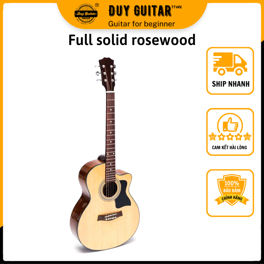 Đàn guitar acoustic DJ120 Gỗ Hồng đào thịt ghi ta dáng A cho âm thanh vang tốt dành cho bạn chơi lâu dài giá rẻ vô đối - Duy Guitar Store