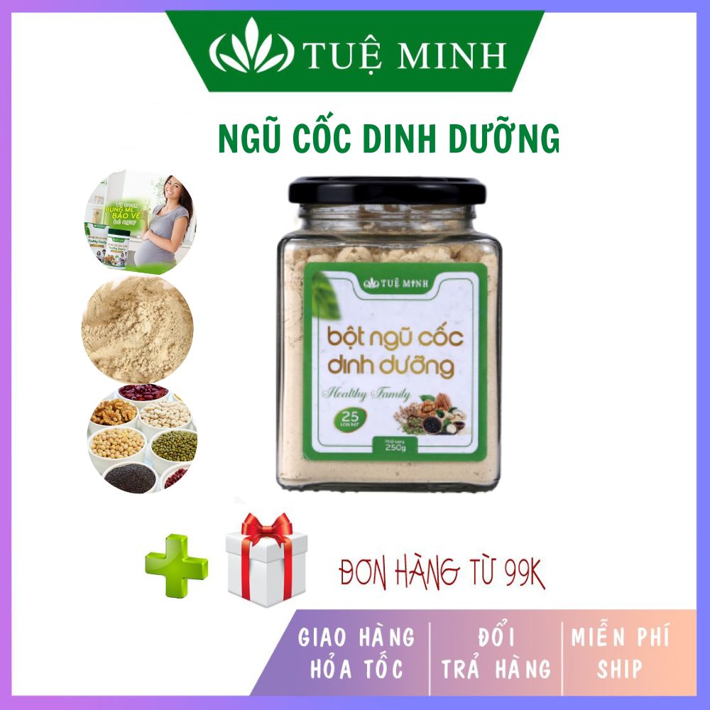 Bột ngũ cốc dinh dưỡng Tuệ Minh 25 loại hạt Lọ 100gram hàng chính hãng ,giúp lợi sữa,tăng cân,làm đẹp tự nhiên