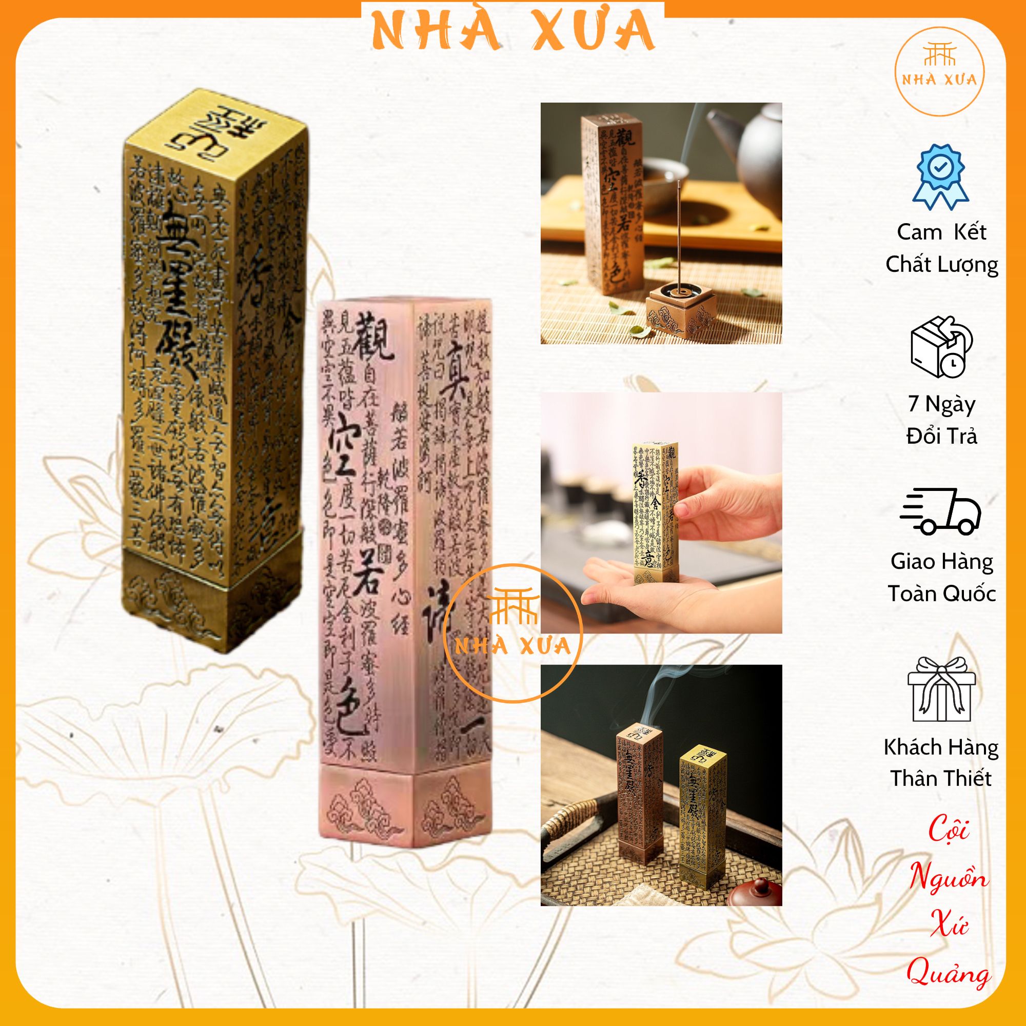 Giá đỡ tháp khắc bát nhã tâm kinh - đốt nhang - xông trầm hương