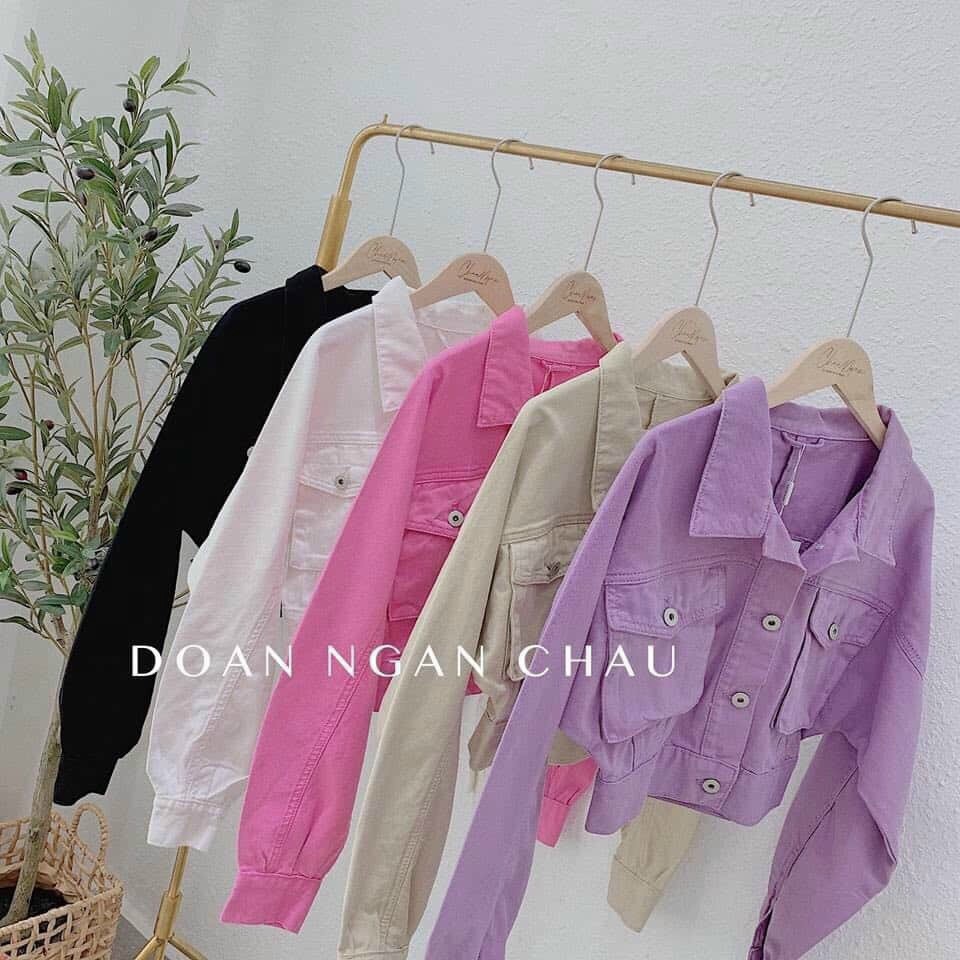 Áo khoác jean croptop nữ free size dưới 55kg