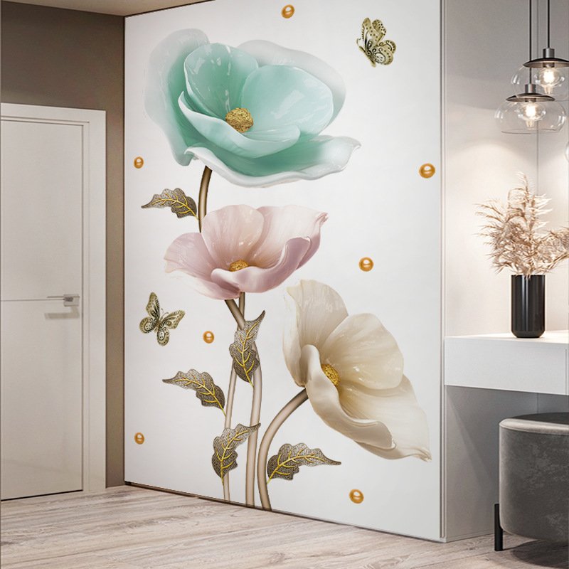Tranh decal dán tường trang trí phòng khách HOA PHA LÊ decal dán tường, sticker dán tường,Giấy dán tường, tranh dán tường PVC không thấm nước