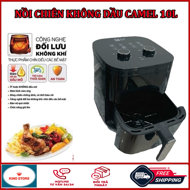 Nồi chiên không dầu 10L, nồi chiên không dầu camel công suất 1500w, nồi chiên nướng không dầu tiết kiệm thời gian, điện, an toàn sức khỏe, bếp chiên không khí, nồi chiên không dầu giá rẻ hơn nồi chiên không dầu sharp, philips