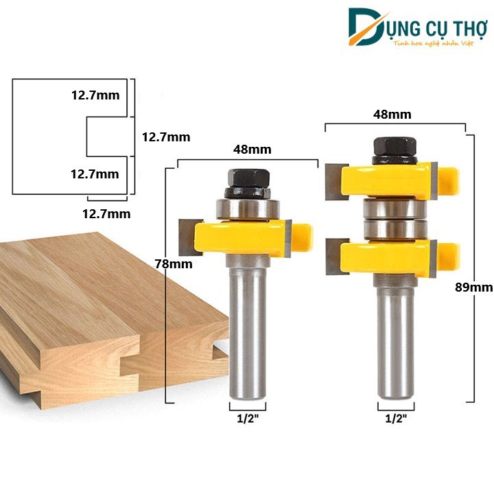 Bộ 2 mũi ghép ván thẳng 2 bi muwang , ghép ván ,ghép gỗ 1.5 cm - 3.8 cm