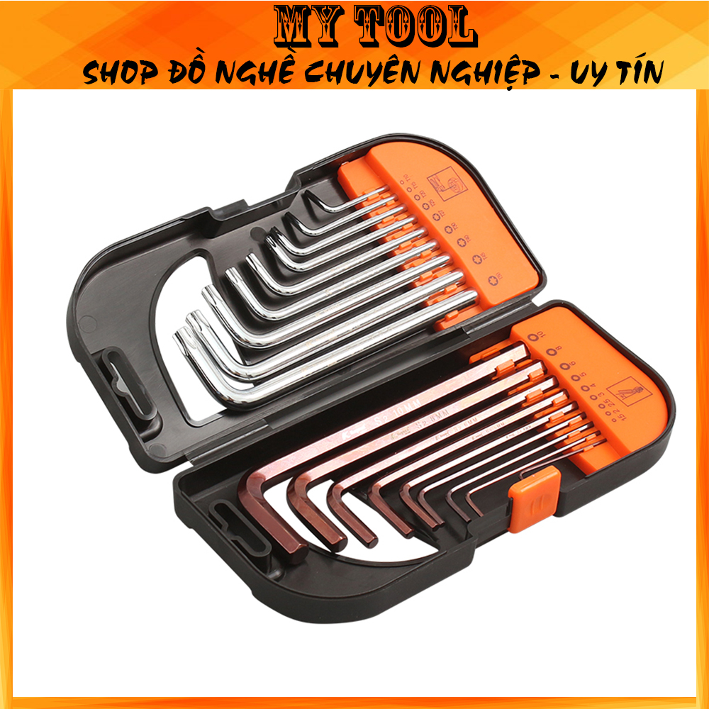 Bộ lục giác bi - lục giác hoa thị 18 chi tiết kapusi japan, lục giác chữ l, 9 cây lục giác đầu bông, 9 cây lục giác hoa thị