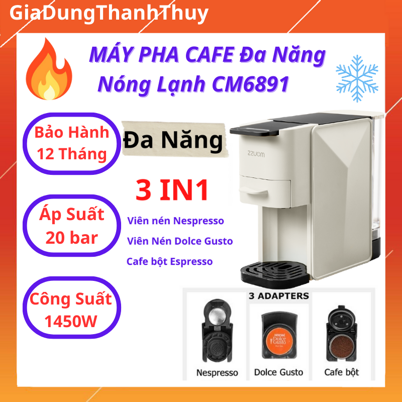 Máy pha cafe viên nén, máy pha cà phê đa năng nóng/ lạnh zzuom cm6891