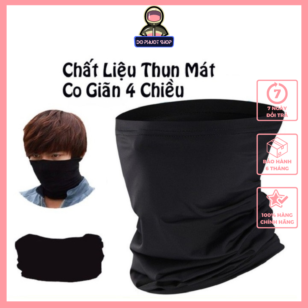 Khăn phượt đa năng đen trơn, khăn ống đa năng đen chống nắng , chống bụi thời trang