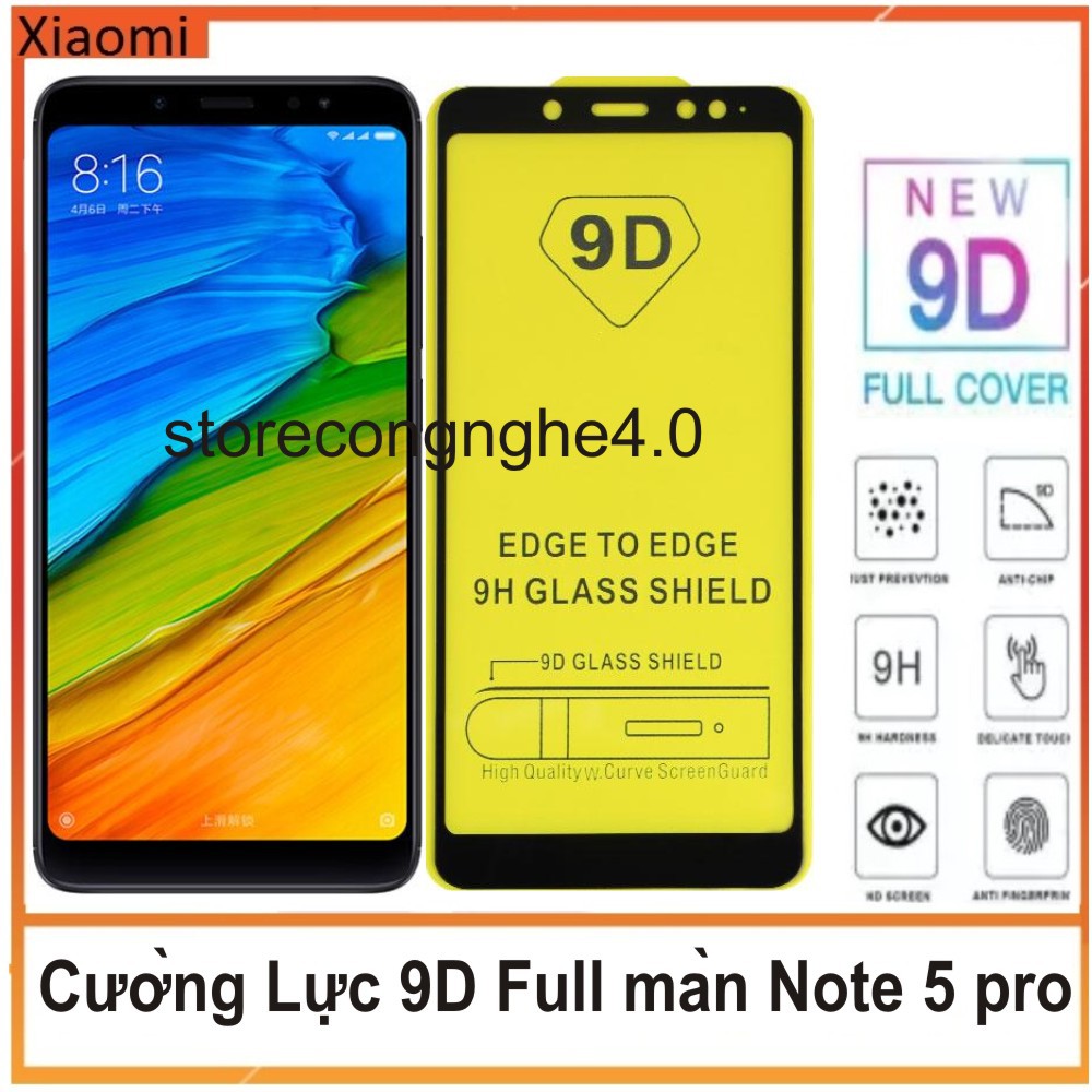Xiaomi redmi note 5 pro - kính cường lực 9d full màn hình