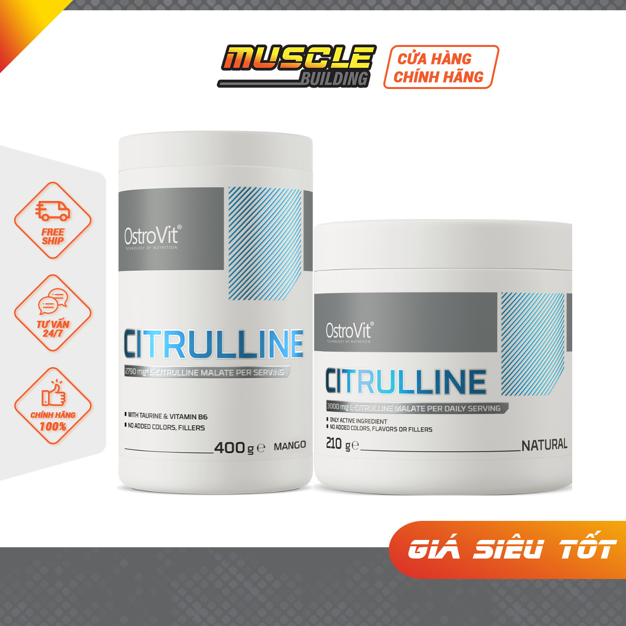 Ostrovit Citrulline Malate - Giúp Tăng Sức Mạnh, Sức Bền, Pre Workout, Phát Triển Cơ Bắp Hiệu Quả Bổ Sung Trước Khi Tập