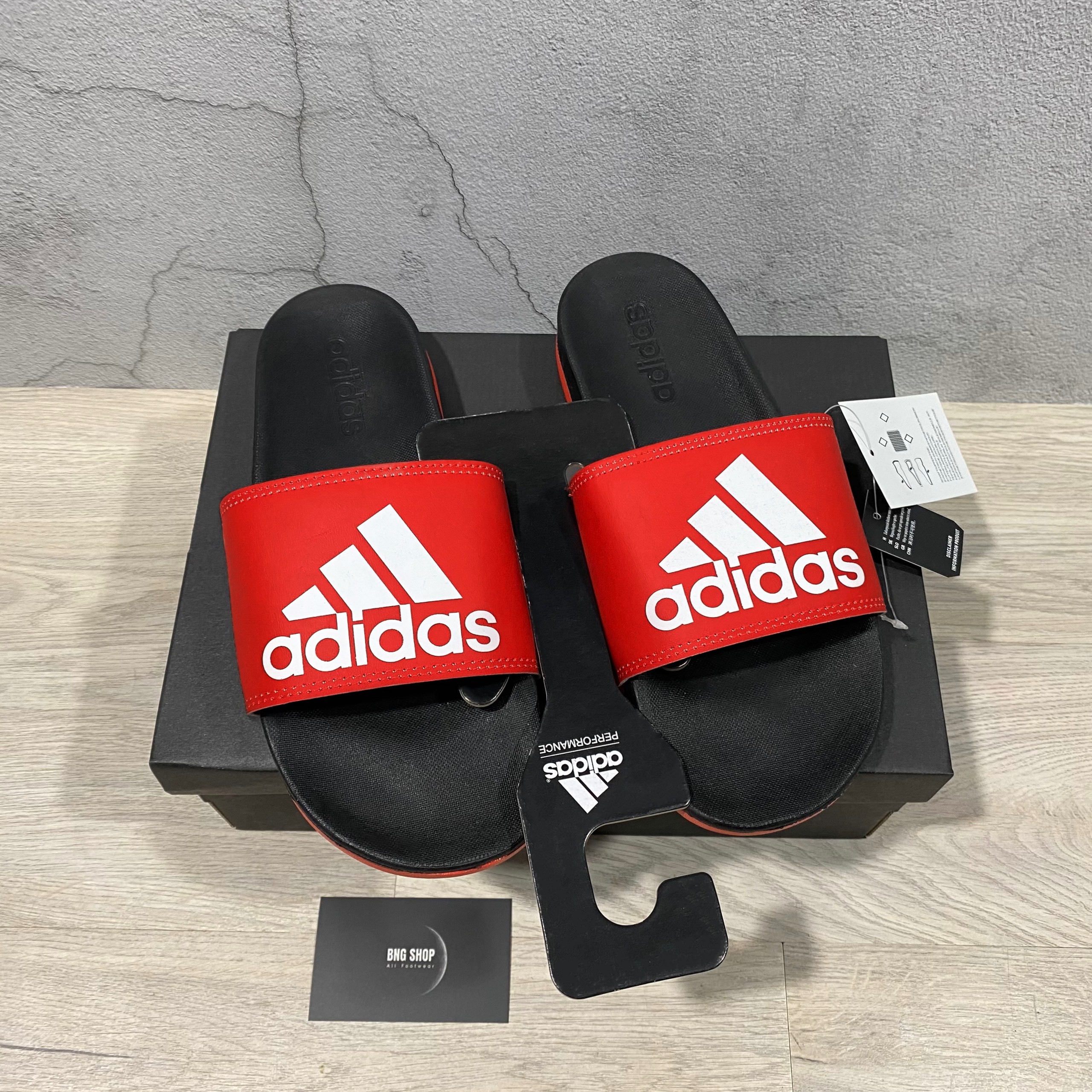 Dép Adidas Adilette Comfort Slides Đỏ - Dép quai ngang đế mềm, cloudfoam, full box