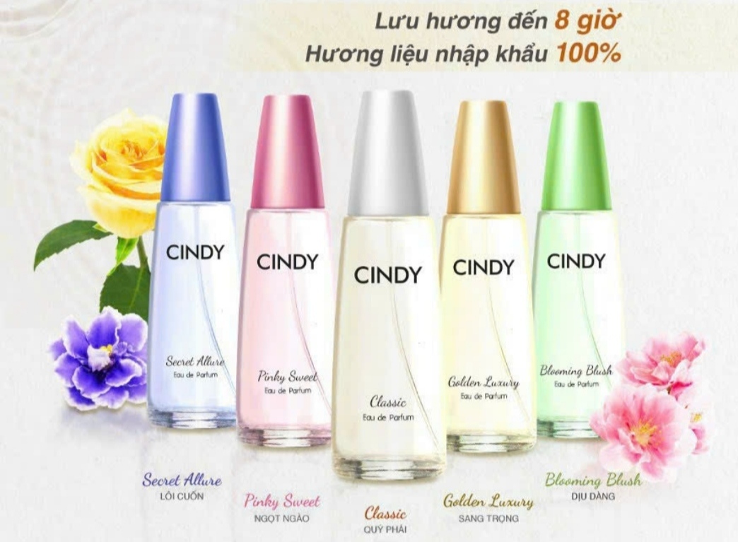 Nước hoa cindy eau de parfum 5 mùi hương 50ml.