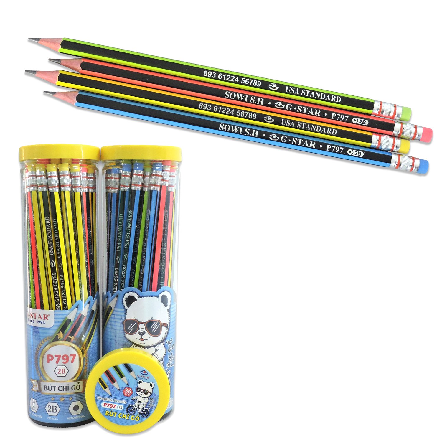 Lon 36 Cây Viết Chì Gỗ 2B Gstar P797-2B ( 36 Cây/Lon )
