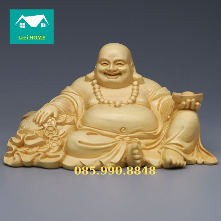 Tượng trang trí gỗ Hoàng Dương cao cấp, tượng phật phong thủy -M8 Di lặc