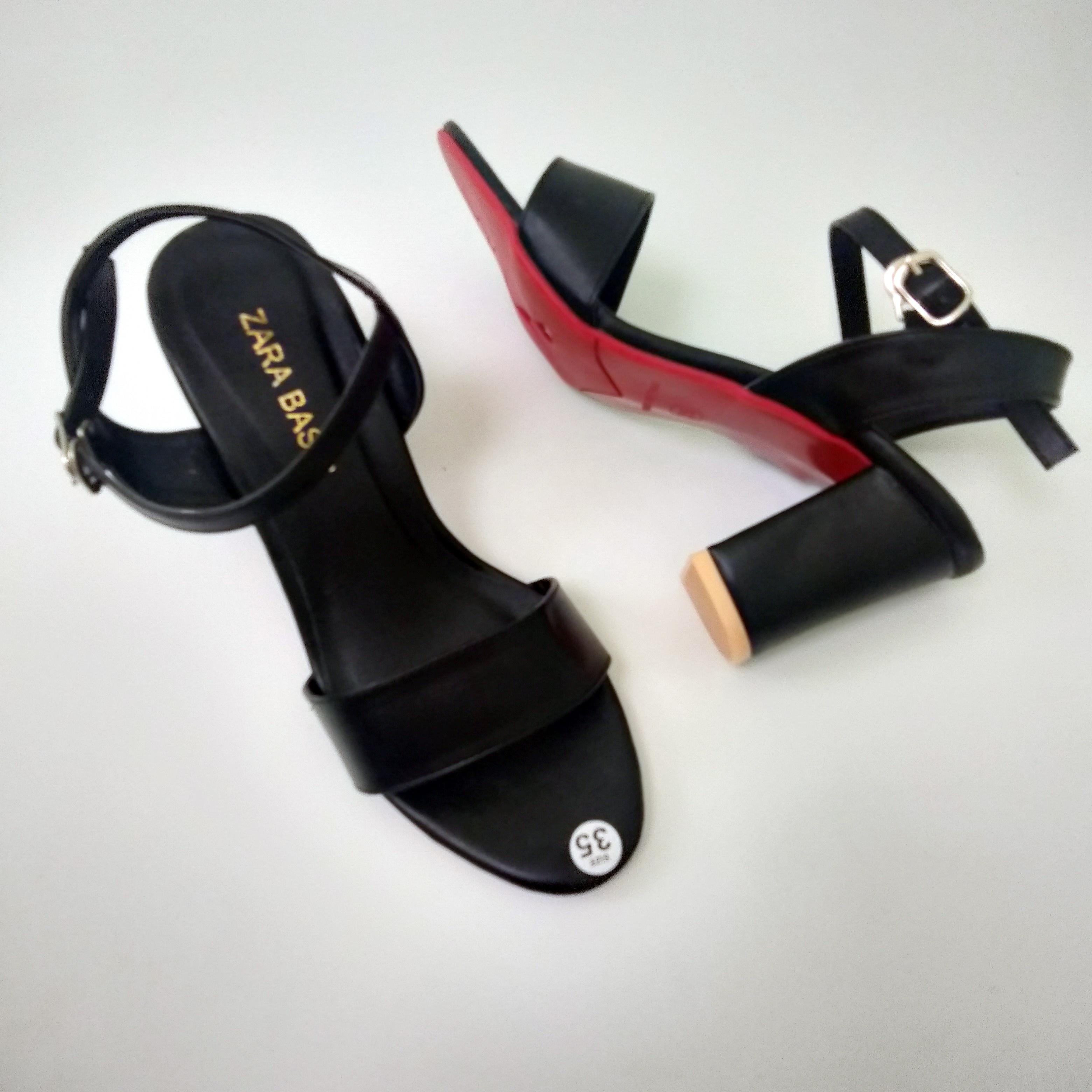 Giày sandal quai ngang gót vuông 7p- hình thật