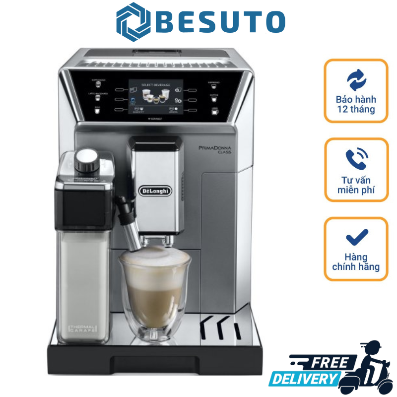 Máy pha cà phê tự động delonghi primadonna class ecam 550.85.ms, delonghi coffee maker, máy pha cafe, espresso, capuccino, kết nối app, 19 bar, 2l, tự vệ sinh, bình tạo bọt rời, nhập italy, bh 12 tháng
