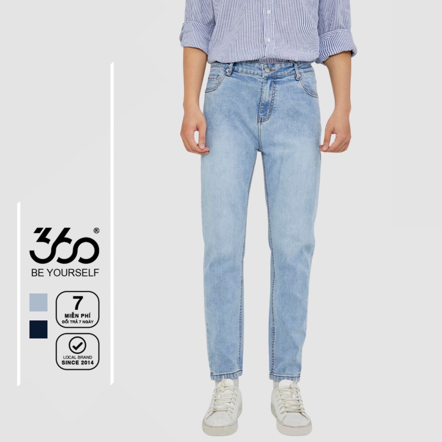 Quần jeans nam local brand 360 Boutique màu xanh indigo - QJDTK309
