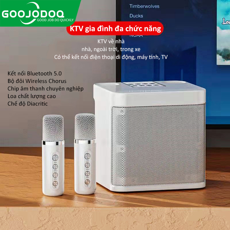  【Free Gift GOOJODOQ Loa Bluetooth KARAOKE 2 Mic Không Dây Tiệc Gia Đình Ngoài Trời Thiết Bị Ktv Micro Không Dây Loa Bluetooth Di động thích hợp sử dụng tại nhà 